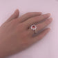 Beautiful and Bright Lab Created Ruby and White Topaz Flower Burst Ring