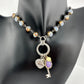 Juicy Couture Charm Necklace Heart, Key and Gemstone on Ring - Ombre Beads - NWT