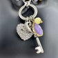 Juicy Couture Charm Necklace Heart, Key and Gemstone on Ring - Ombre Beads - NWT