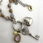 Juicy Couture Charm Necklace Heart, Key and Gemstone on Ring - Ombre Beads - NWT