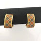 Burberry Nova Check Gold Tone Clip On Hoop Earrings