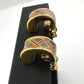 Burberry Nova Check Gold Tone Clip On Hoop Earrings