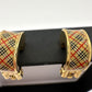 Burberry Nova Check Gold Tone Clip On Hoop Earrings