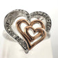 Natural Diamond Triple Heart Ring - Two Tone - Size 7.25