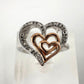 Natural Diamond Triple Heart Ring - Two Tone - Size 7.25