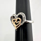 Natural Diamond Triple Heart Ring - Two Tone - Size 7.25