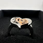 Natural Diamond Triple Heart Ring - Two Tone - Size 7.25