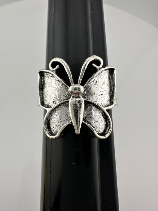 Beautiful .925 Sterling Silver Butterfly Ring (Size 7.5) with 2 pairs of Stud Earrings