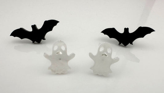 2 Pairs of Halloween Earrings - Bats & Ghosts - Super Cute!!!