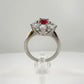 Beautiful and Bright Lab Created Ruby and White Topaz Flower Burst Ring