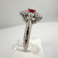 Beautiful and Bright Lab Created Ruby and White Topaz Flower Burst Ring