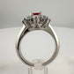 Beautiful and Bright Lab Created Ruby and White Topaz Flower Burst Ring