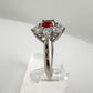 Beautiful and Bright Lab Created Ruby and White Topaz Flower Burst Ring