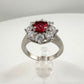 Beautiful and Bright Lab Created Ruby and White Topaz Flower Burst Ring