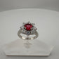 Beautiful and Bright Lab Created Ruby and White Topaz Flower Burst Ring