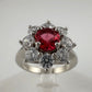 Beautiful and Bright Lab Created Ruby and White Topaz Flower Burst Ring