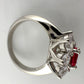 Beautiful and Bright Lab Created Ruby and White Topaz Flower Burst Ring