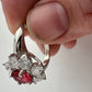 Beautiful and Bright Lab Created Ruby and White Topaz Flower Burst Ring