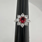 Beautiful and Bright Lab Created Ruby and White Topaz Flower Burst Ring