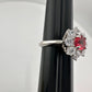 Beautiful and Bright Lab Created Ruby and White Topaz Flower Burst Ring