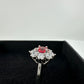 Beautiful and Bright Lab Created Ruby and White Topaz Flower Burst Ring