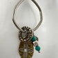 Brighton  *BLESSED* Charm Necklace - Joy * Peace * Love with Hearts, Turquoise Beads