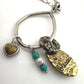 Brighton  *BLESSED* Charm Necklace - Joy * Peace * Love with Hearts, Turquoise Beads