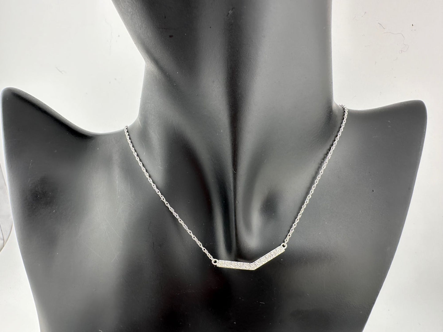 Chevron Illusion Set Diamond Bar Necklace