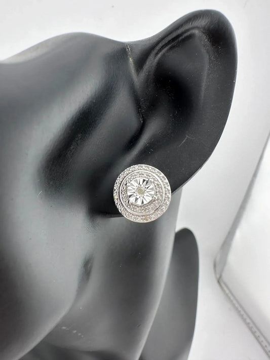 Round Illusion Diamond Stud Earrings - A+ Stuff