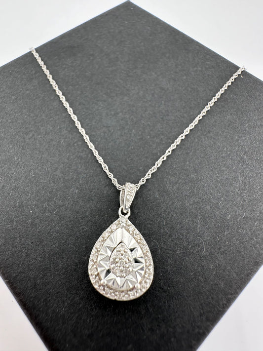 Pear Cut Natural Diamond Pendant Necklace