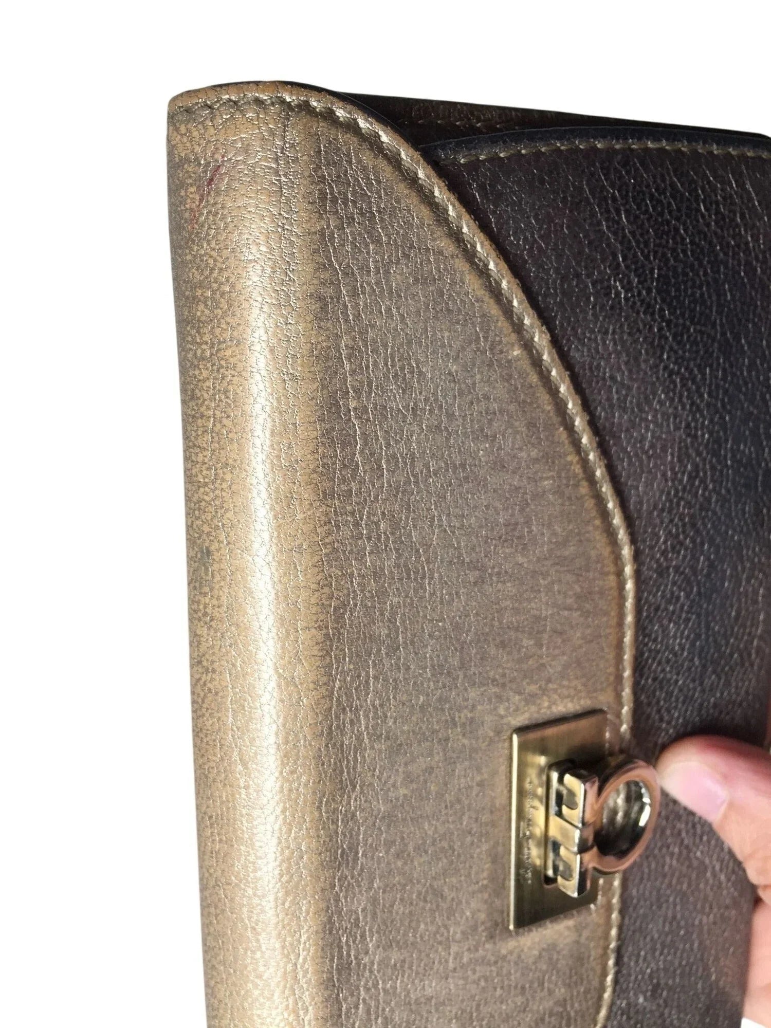 Salvatore Ferragamo Gold Metallic Tri-Color Long Wallet with Dust Bag - A+ Stuff