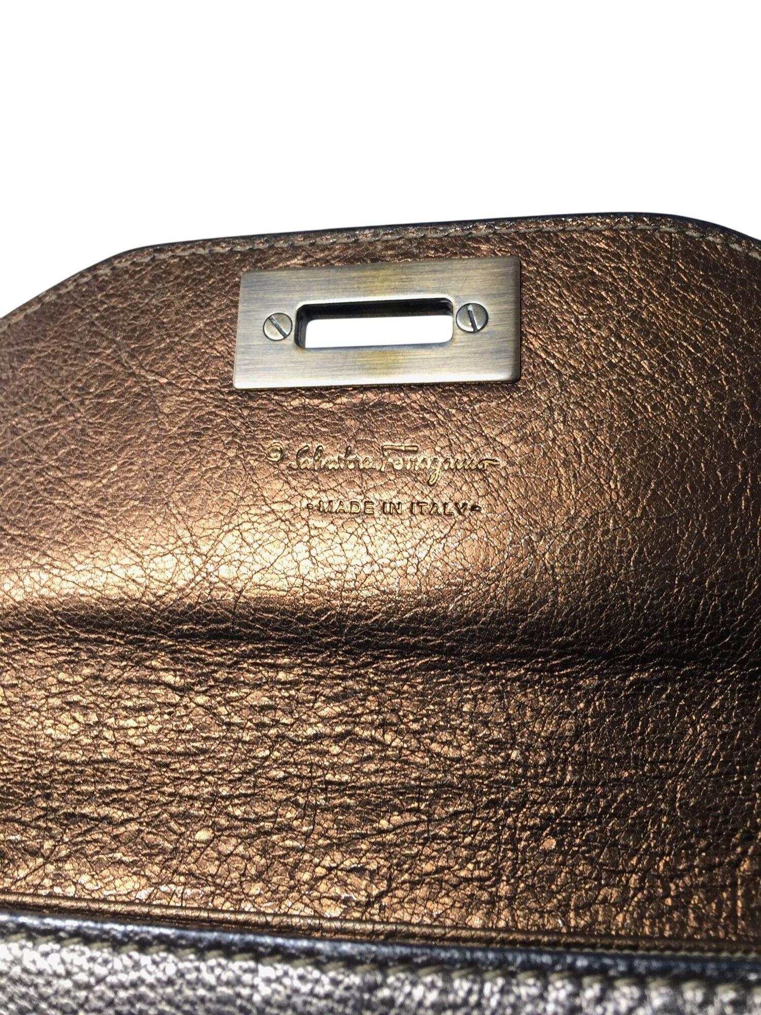 Salvatore Ferragamo Gold Metallic Tri-Color Long Wallet with Dust Bag - A+ Stuff