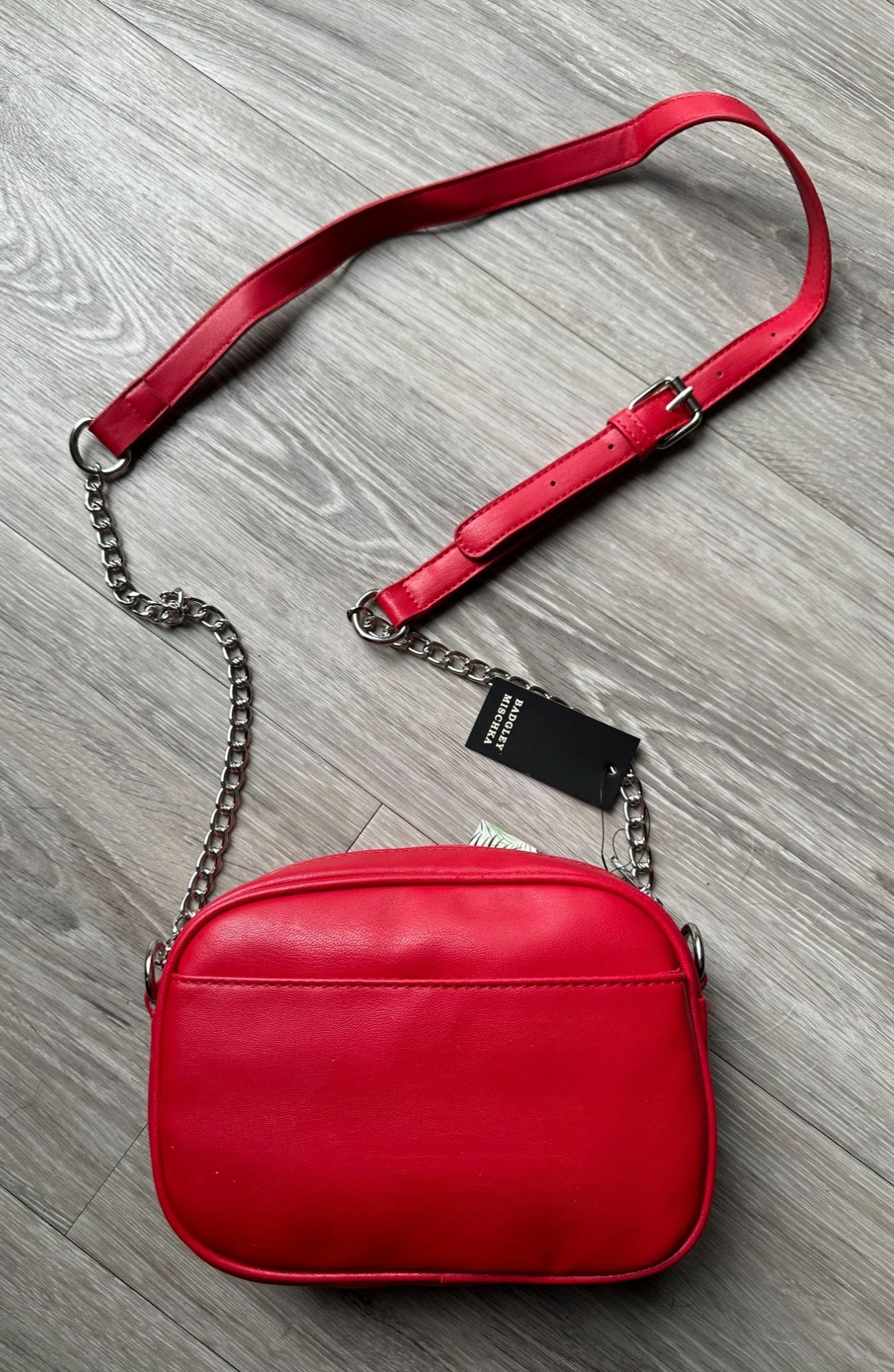 Cute & Fun Badgley Mishka Red Camera Crossbody Bag with Slip Pocket- NWT!