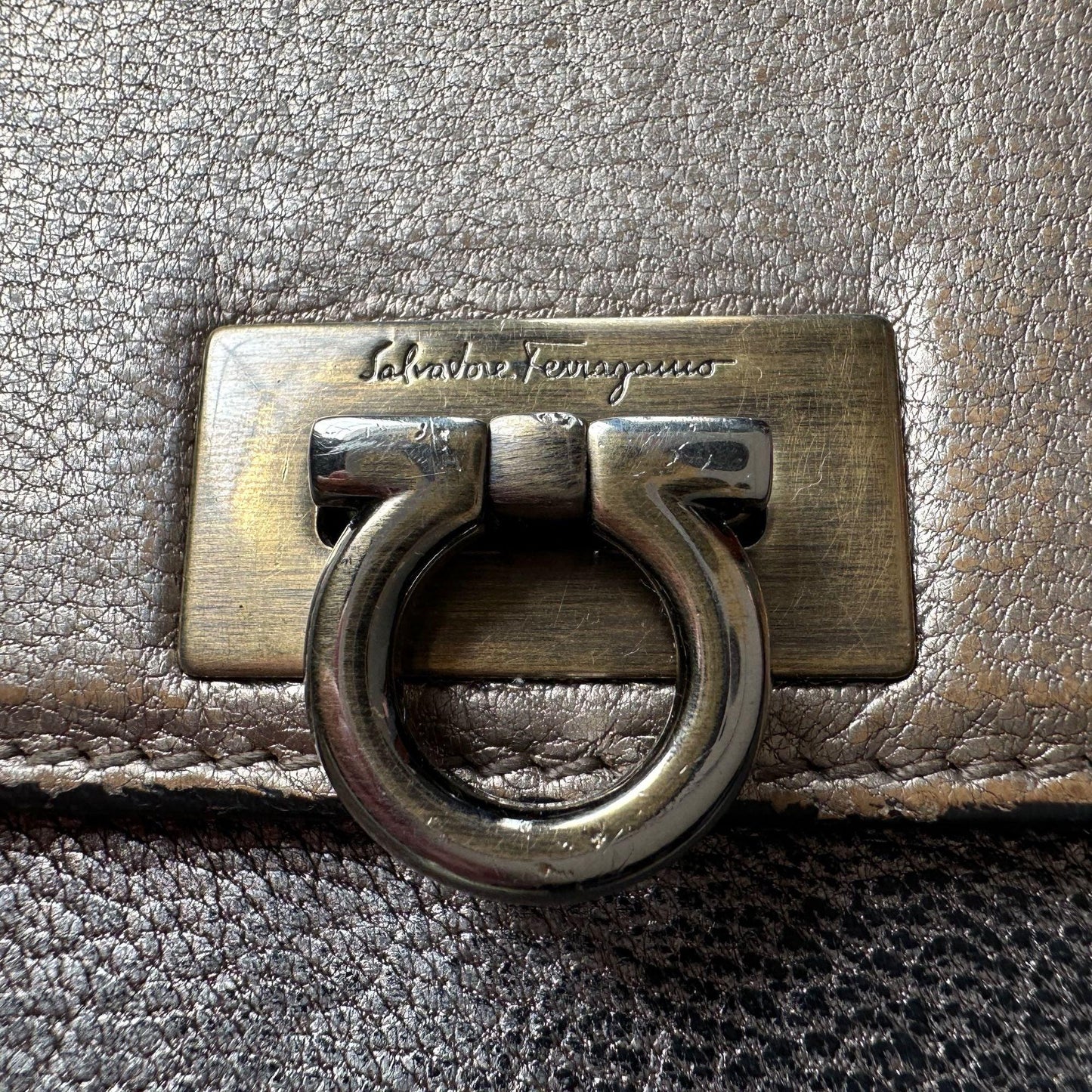 Salvatore Ferragamo Gold Metallic Tri-Color Long Wallet with Dust Bag - A+ Stuff