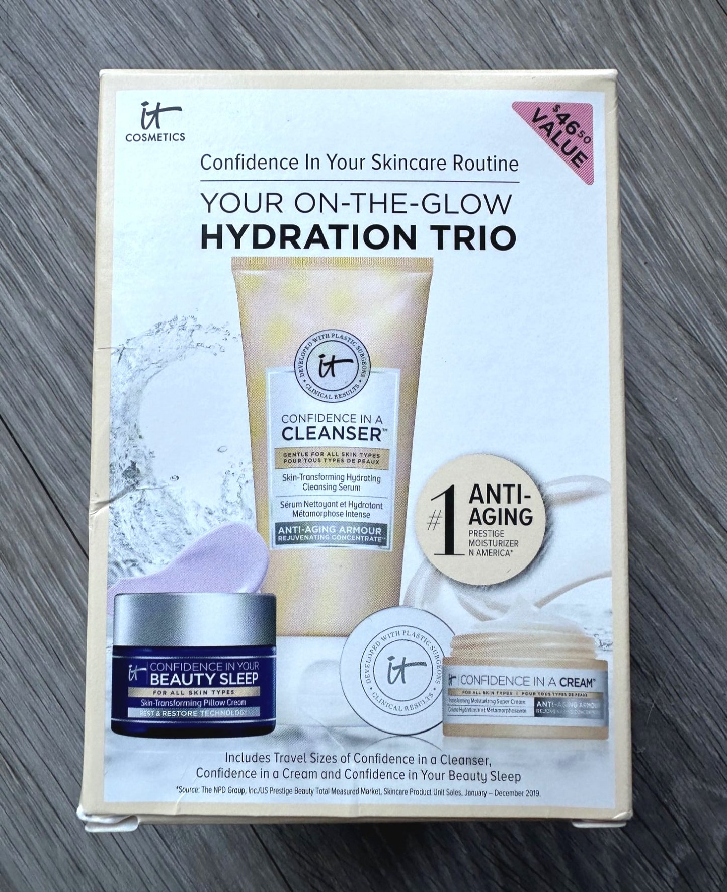 YOUR ON-THE-GLOW HYDRATION TRIO - IT Cosmetics Cleanser, Moisturizer & Night Cream Set