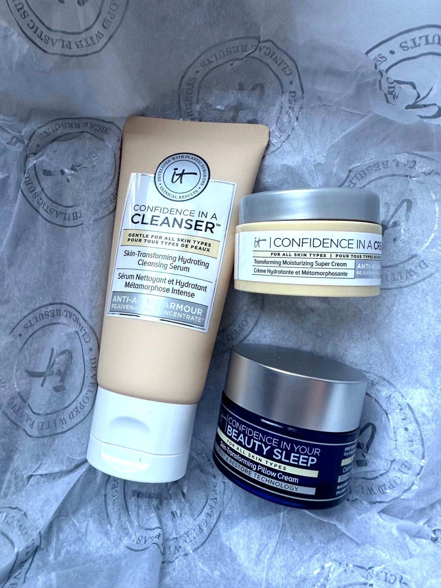 YOUR ON-THE-GLOW HYDRATION TRIO - IT Cosmetics Cleanser, Moisturizer & Night Cream Set