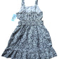 Girls Sundress - Black and Off White Toucan Print dress - Smocked Torso & Small Cutouts at Waist - LARGE (10/12)