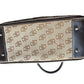 Dooney & Bourke Double Handle Signature Jacquard Tan Canvas and Dark Leather Satchel Bag