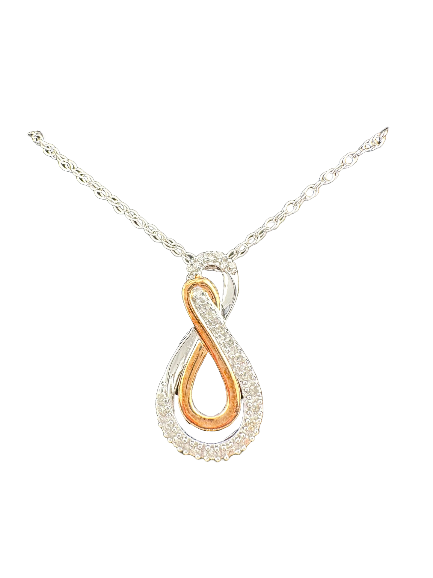 Beautiful I 'Journey Together' Diamond  Infinity Loop Necklace - Sterling with Gold Overlay
