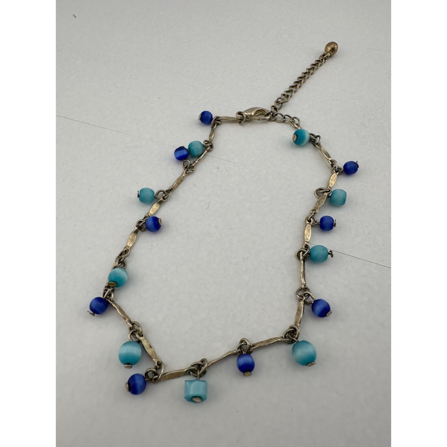 Womens Blue Bead Charm Bracelets/Anklets (2) with Clasps