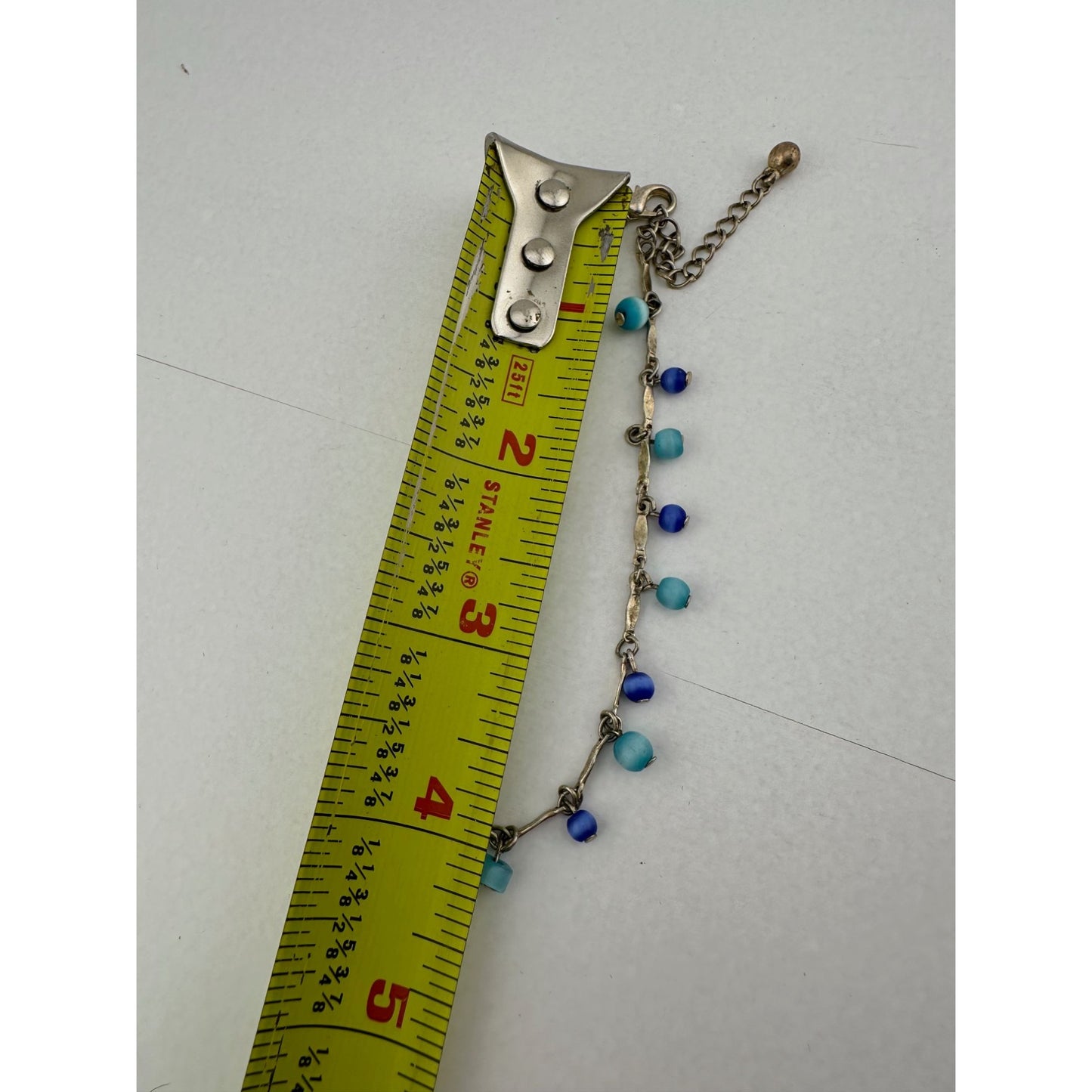 Womens Blue Bead Charm Bracelets/Anklets (2) with Clasps