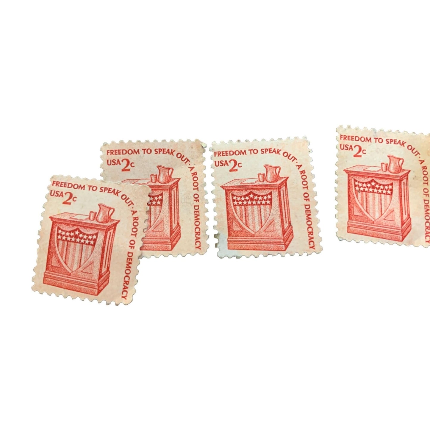 Vintage Collectible 2 Cent Postage Stamps Freedom To Speak Out A Root of Democracy