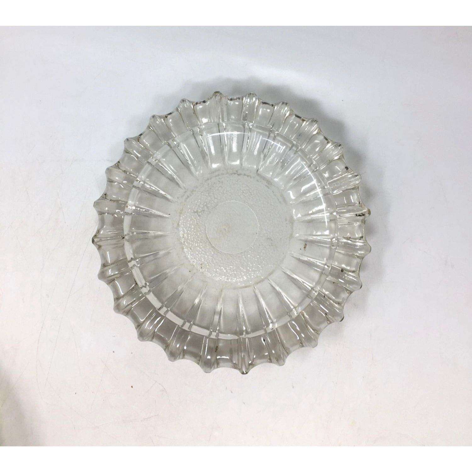 Vintage Clear Glass Ashtray Set Ruffled Edge, Mid Century Modern Crystal Candy Dish, Hollywood Regency Flower Shape Catchall Trinket Bowl unbranded  A+ Stuff