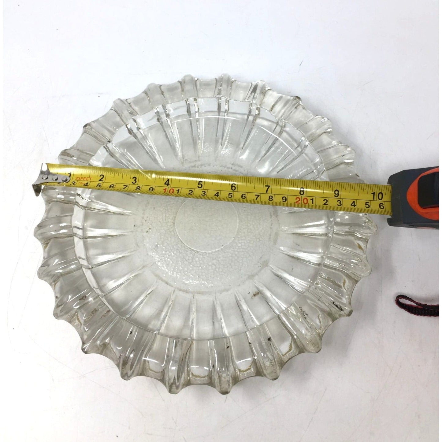 Vintage Clear Glass Ashtray Set Ruffled Edge, Mid Century Modern Crystal Candy Dish, Hollywood Regency Flower Shape Catchall Trinket Bowl unbranded  A+ Stuff