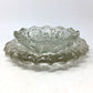 Vintage Clear Glass Ashtray Set Ruffled Edge, Mid Century Modern Crystal Candy Dish, Hollywood Regency Flower Shape Catchall Trinket Bowl unbranded  A+ Stuff