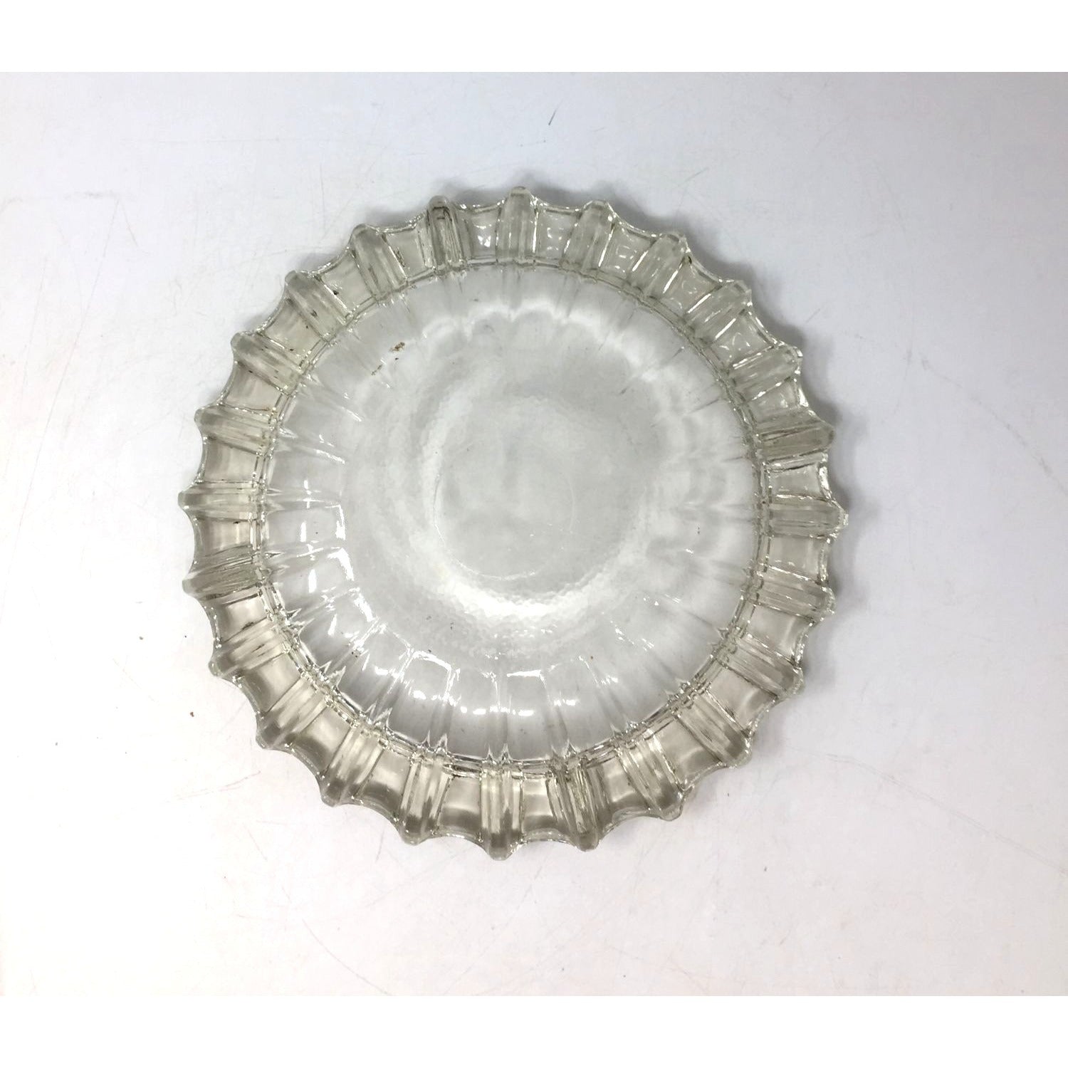 Vintage Clear Glass Ashtray Set Ruffled Edge, Mid Century Modern Crystal Candy Dish, Hollywood Regency Flower Shape Catchall Trinket Bowl unbranded  A+ Stuff