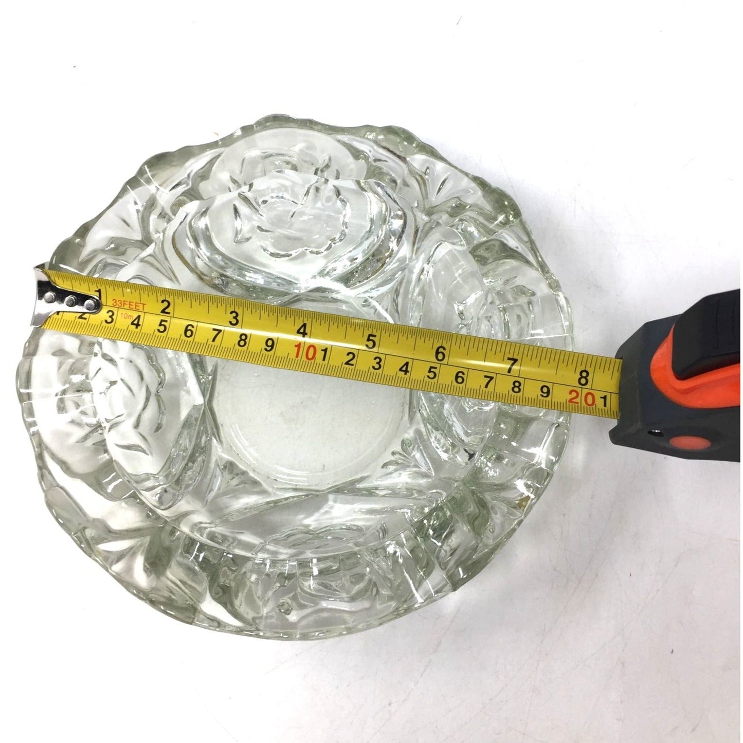 Vintage Clear Glass Ashtray Set Ruffled Edge, Mid Century Modern Crystal Candy Dish, Hollywood Regency Flower Shape Catchall Trinket Bowl unbranded  A+ Stuff
