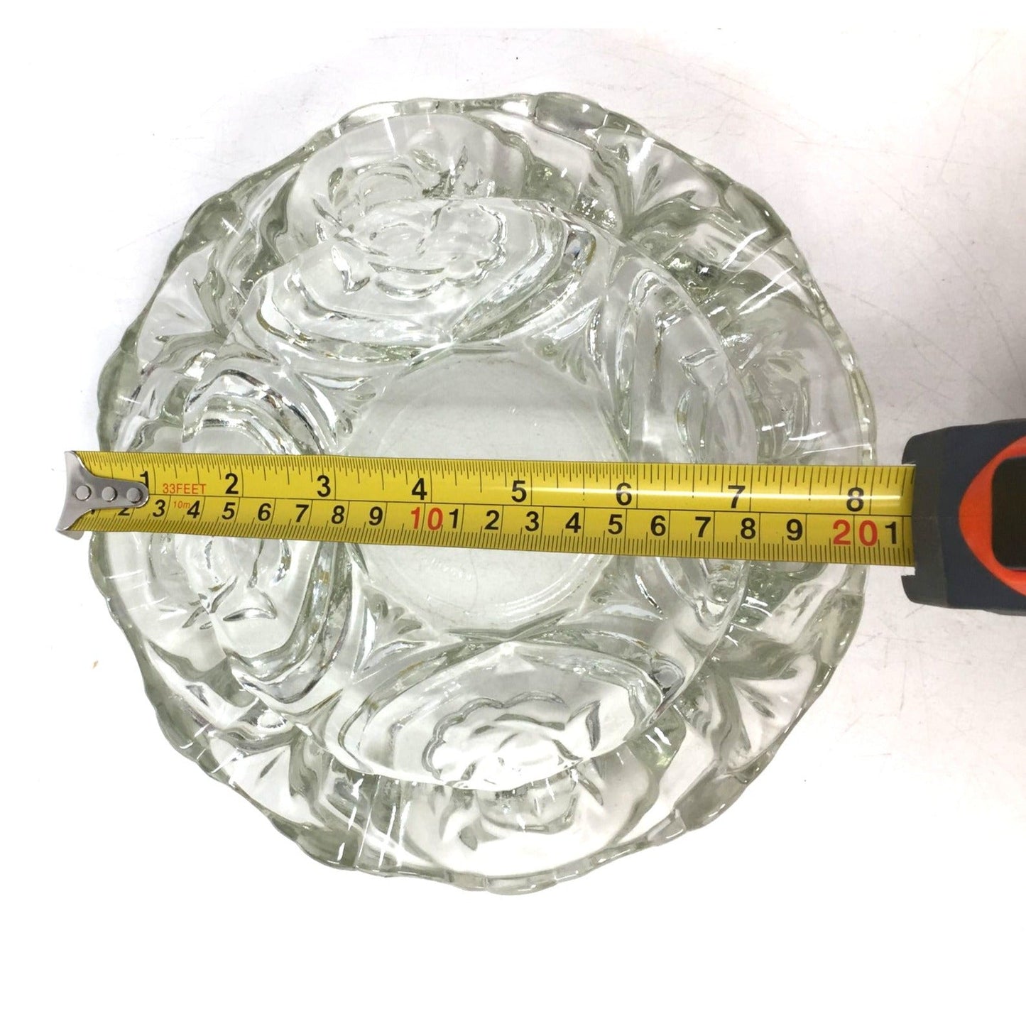 Vintage Clear Glass Ashtray Set Ruffled Edge, Mid Century Modern Crystal Candy Dish, Hollywood Regency Flower Shape Catchall Trinket Bowl unbranded  A+ Stuff