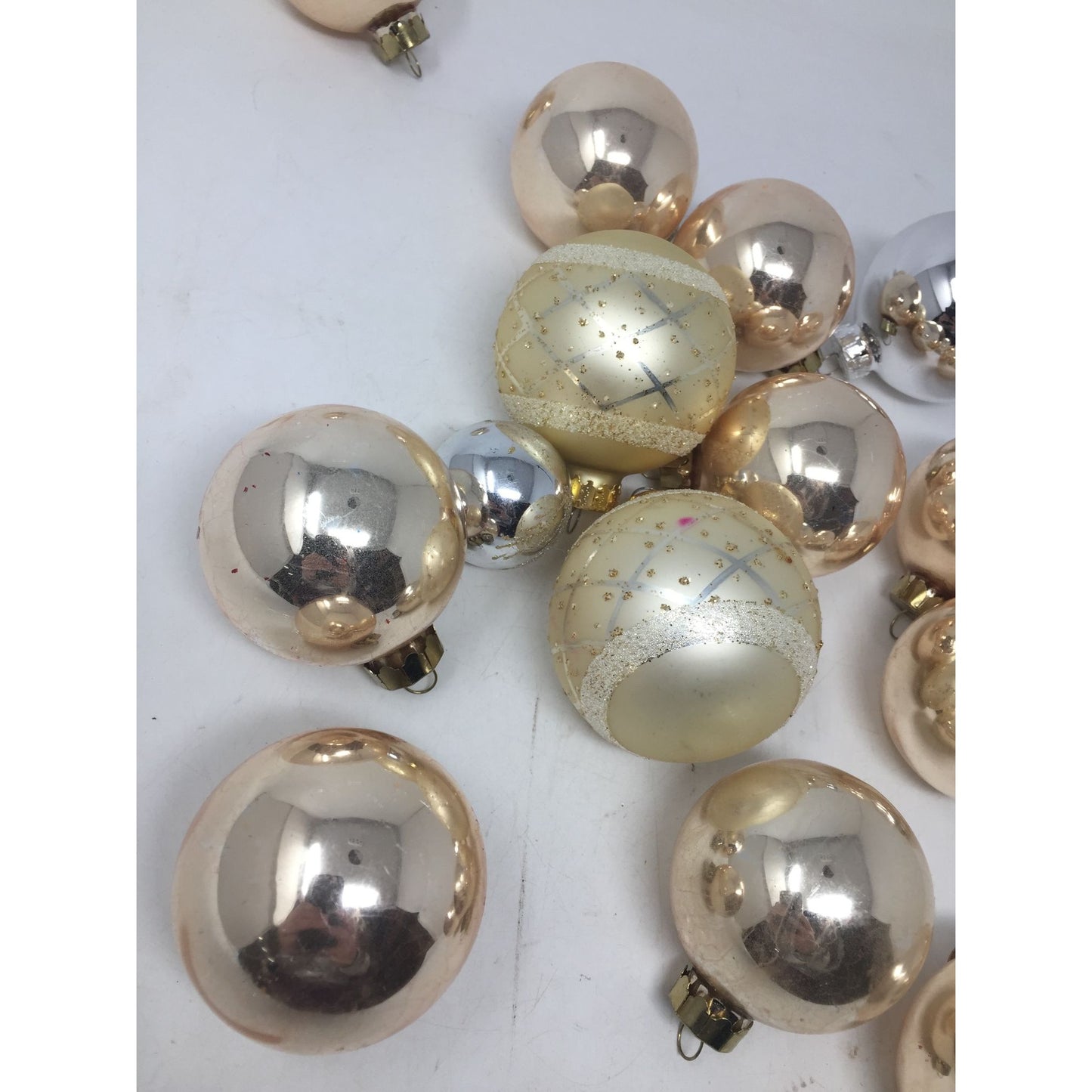 15 Assorted Gold Tone Christmas Tree Ornaments