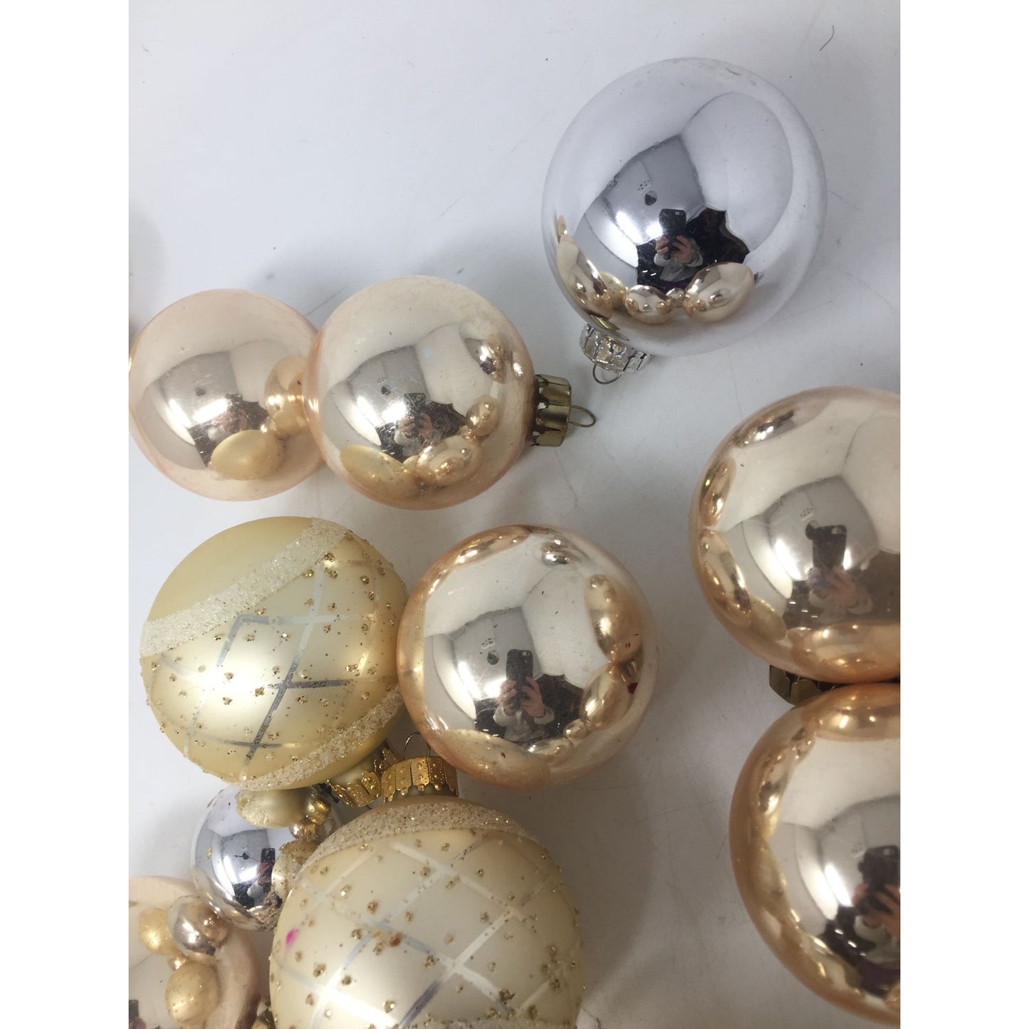 15 Assorted Gold Tone Christmas Tree Ornaments